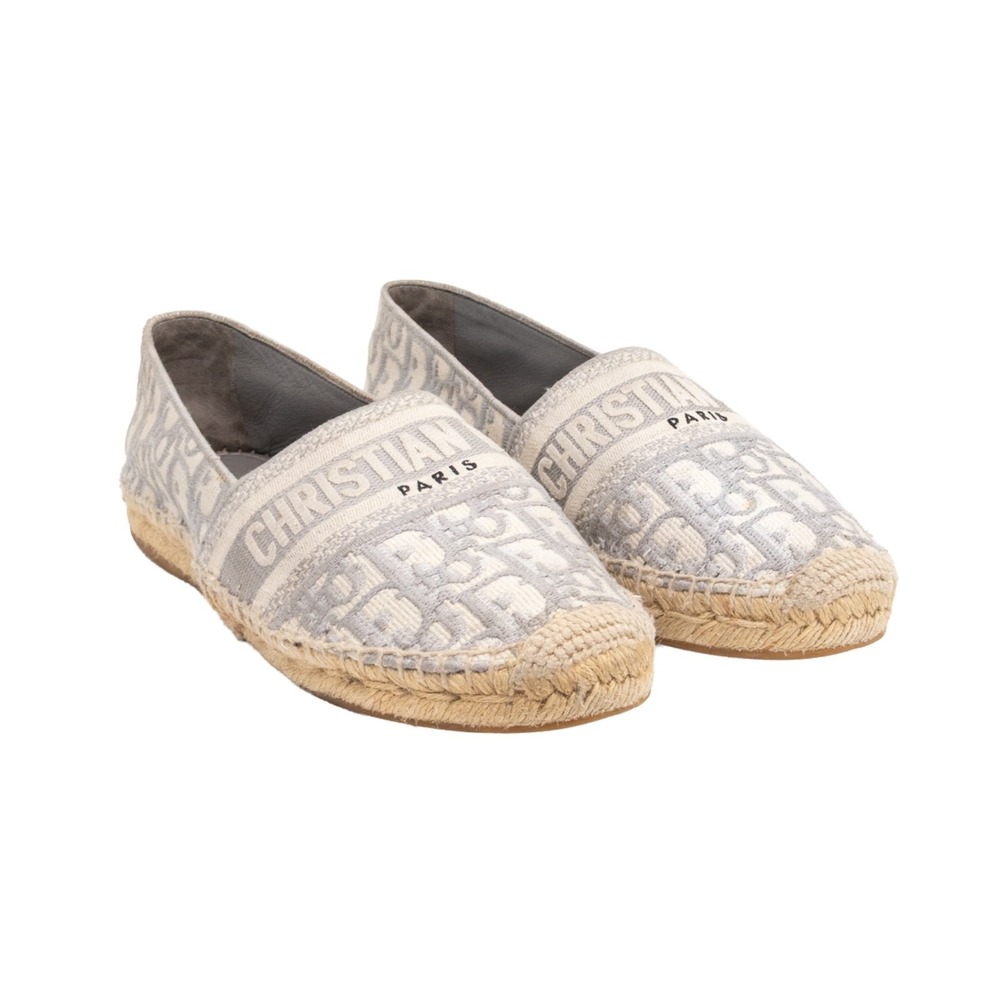 Christian Dior Granville Oblique Espadrilles Gray Canvas Flats EU 38.5 US 8 - Picture 5 of 16